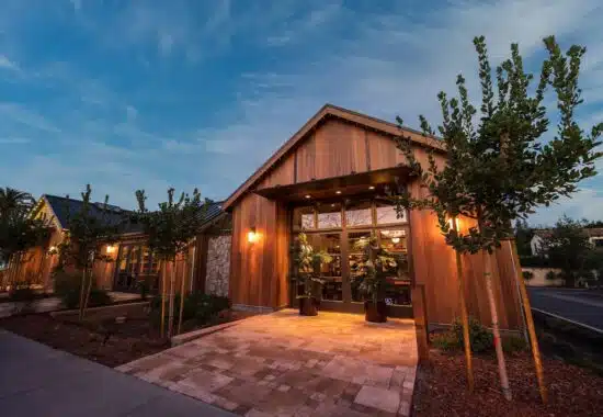 handwritten wines building front door