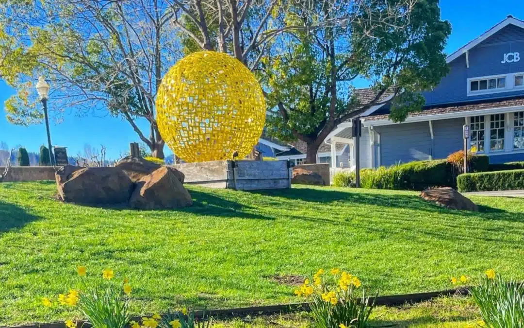 Yellow sphere art piece