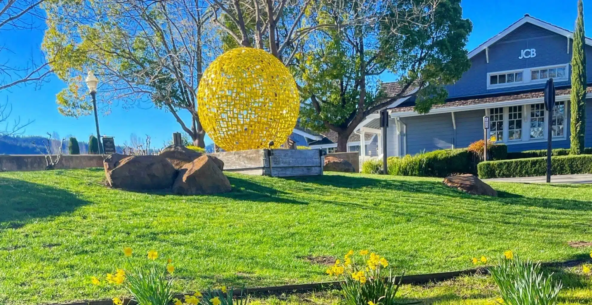 Yellow sphere art piece