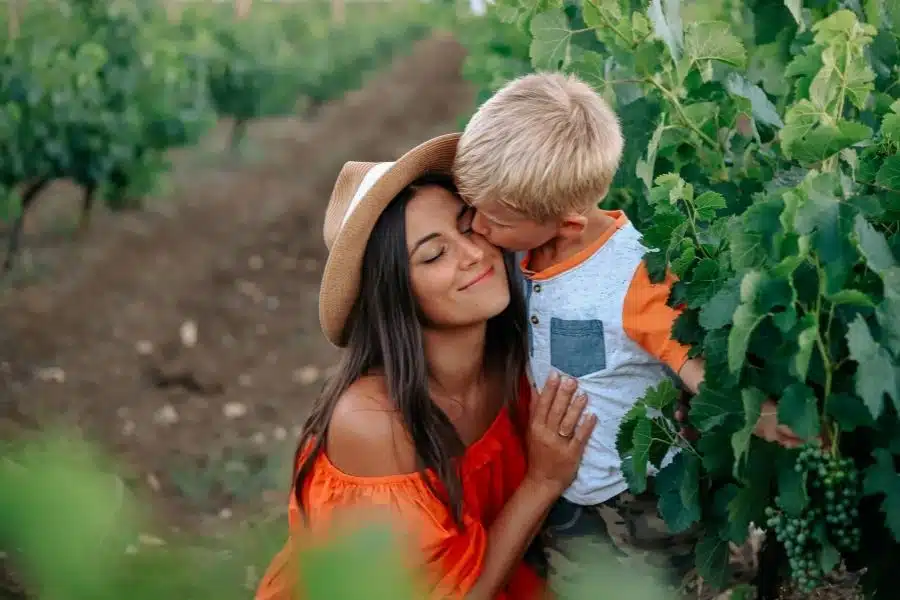 Mother and Son in Garden