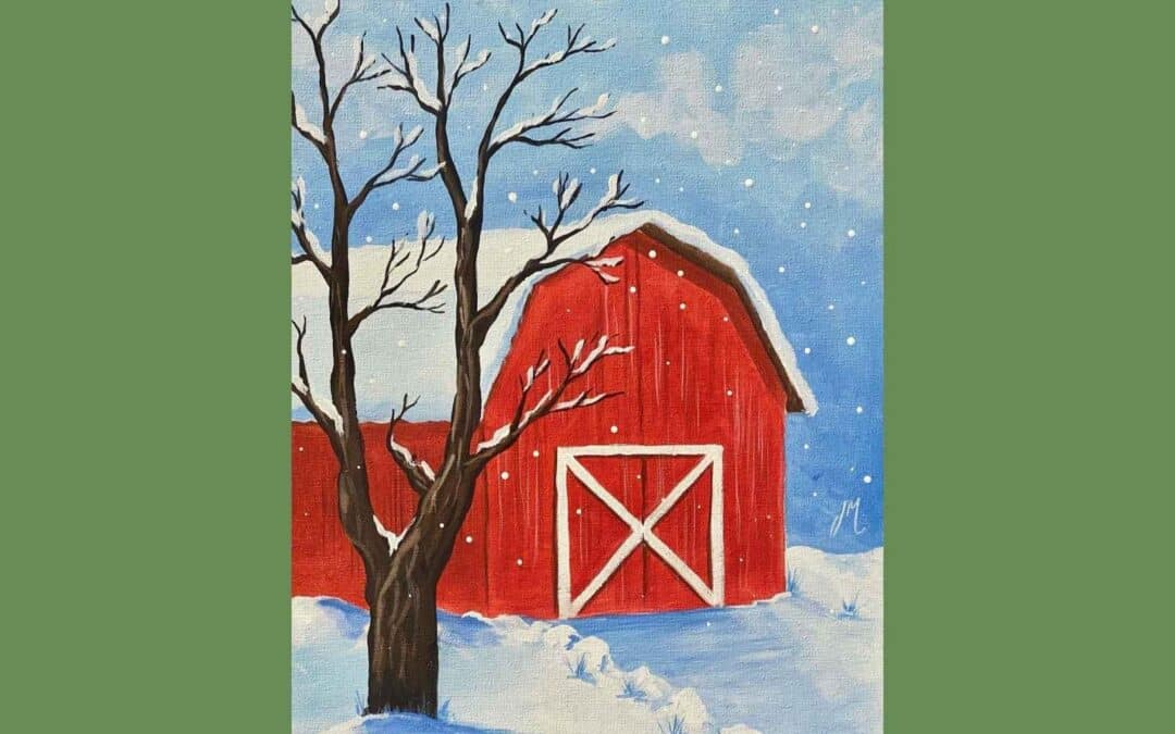 Parks and Rec Red Winter Barn Paint Class