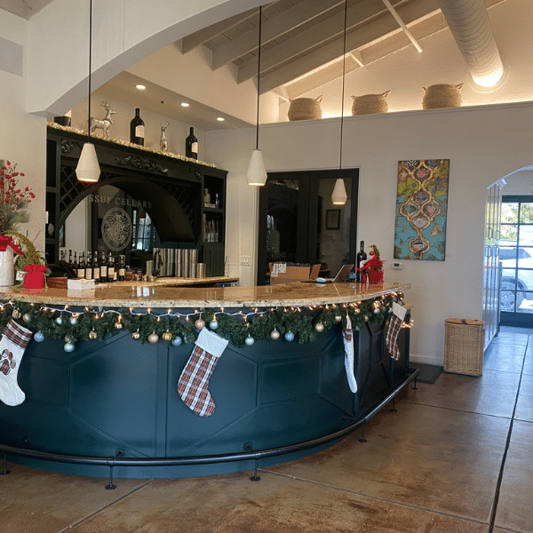 A view of the tasting bar at Jessup Cellars.