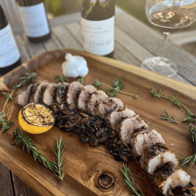 food laid out on wooden board