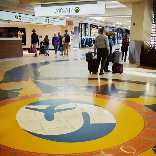 people walking around airport