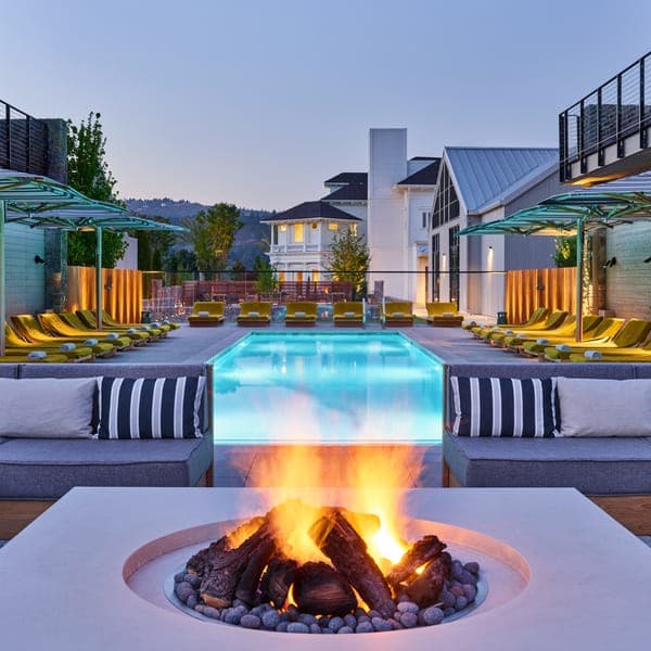 07-24 Best Napa Valley Pools North to South Alila outdoor firepit with pool in background