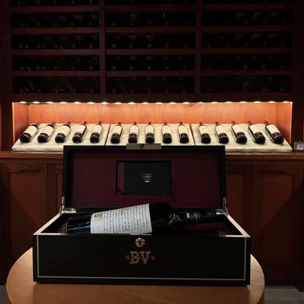 12-24 Discover Beaulieu Vineyard’s New Clone Expression Tasting Experience cellar wine bottle in box with wine bottles behind