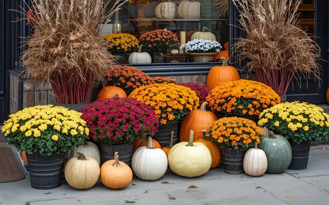 pumpkins and flowers with fall colors in Yountville