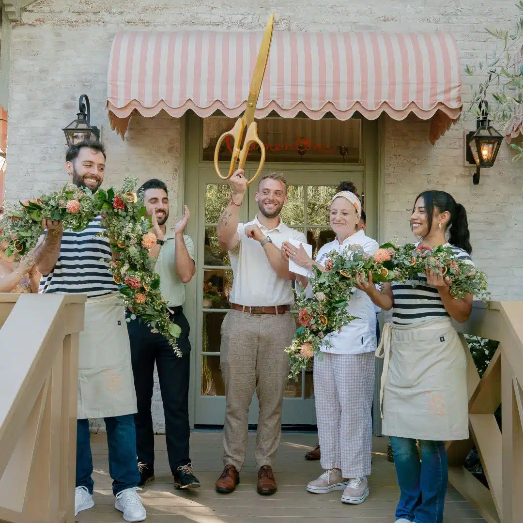 ribbon cutting on opening day of Clementine in Yountville