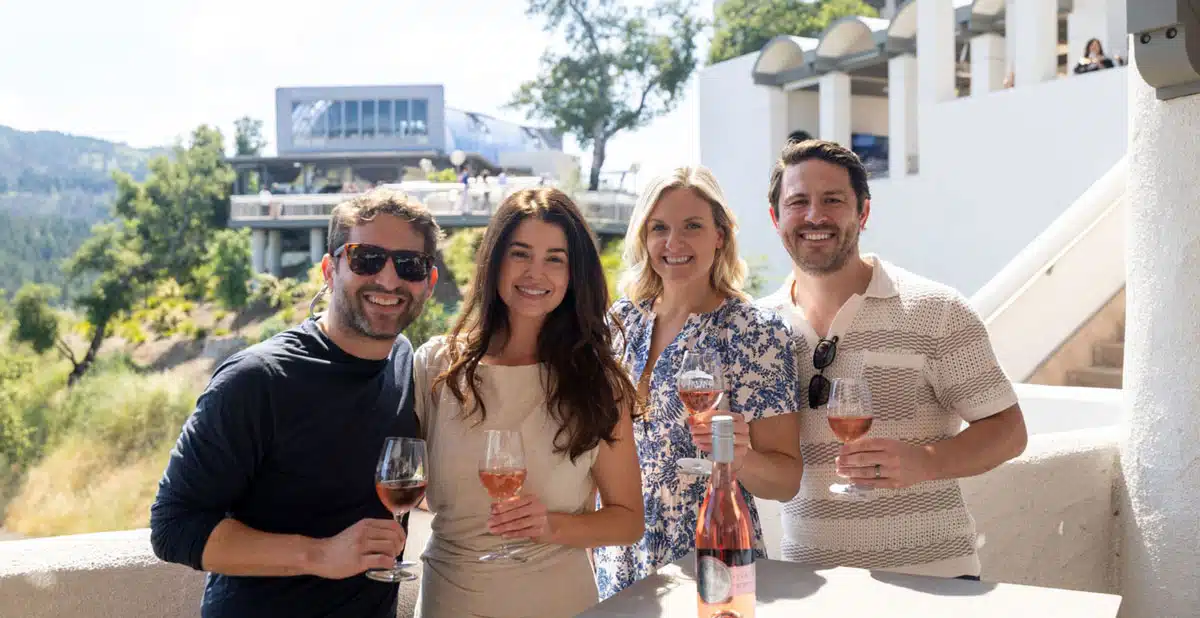 group of friends wine tasting