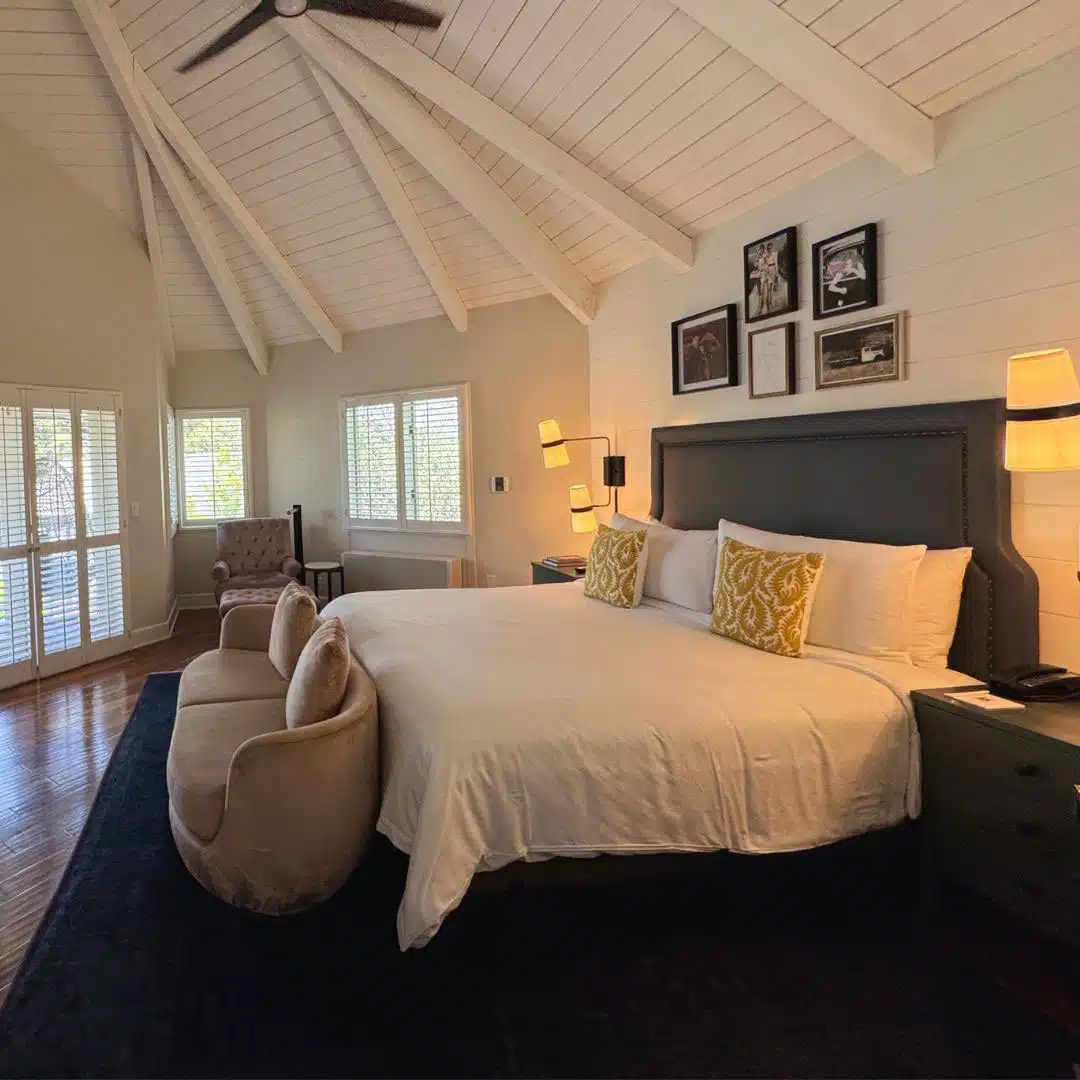 inside a guest room at Estate Yountville