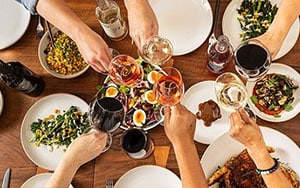 table of food and drinks for november events in yountville