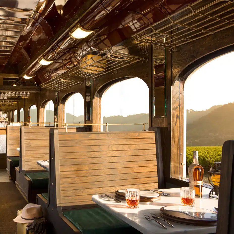 inside the car of the Napa Valley Wine Train