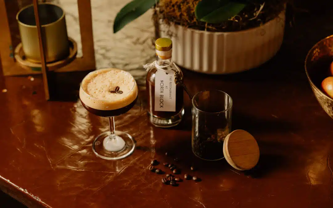 Espresso martini cocktail offered in room menu at North Block Hotel